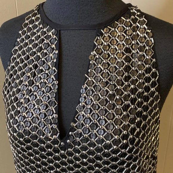 Parker Womens Extra Small Silk Beaded Embellished Black Cocktail Dress - Picture 2 of 8